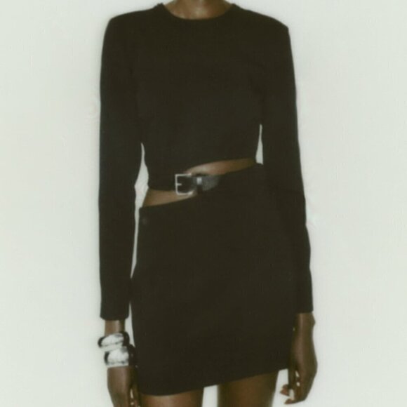Zara Black Mini Dress with Belt Detail - Picture 3 of 8